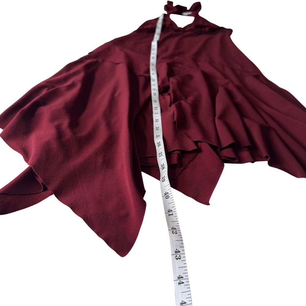 Vtg Y2K Babydoll Halter Dress Burgundy Handkerchief Hem Satin Romantic DarkFairy - Picture 6 of 10